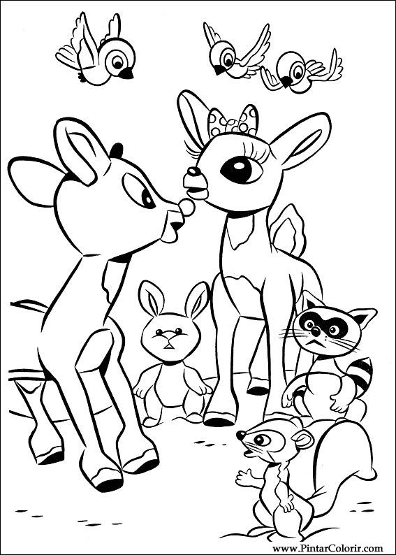 Pintar e Colorir Rudolph - Desenho 019