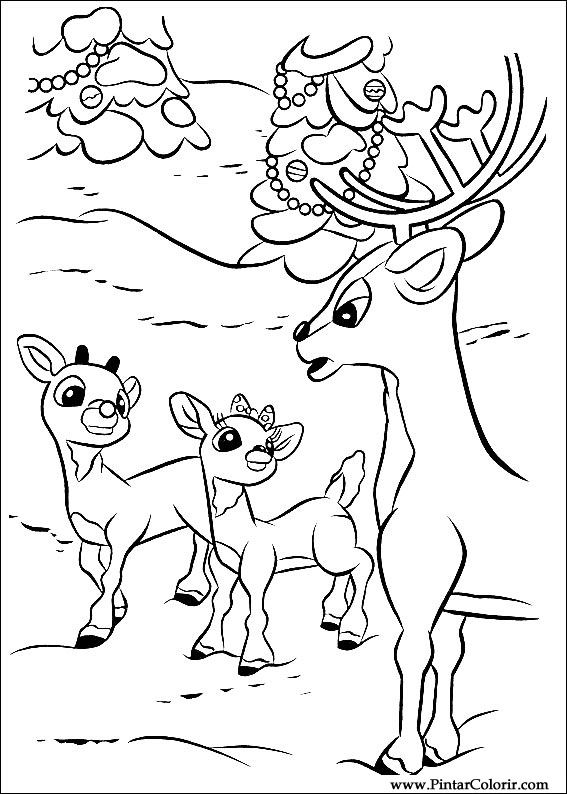 Pintar e Colorir Rudolph - Desenho 020
