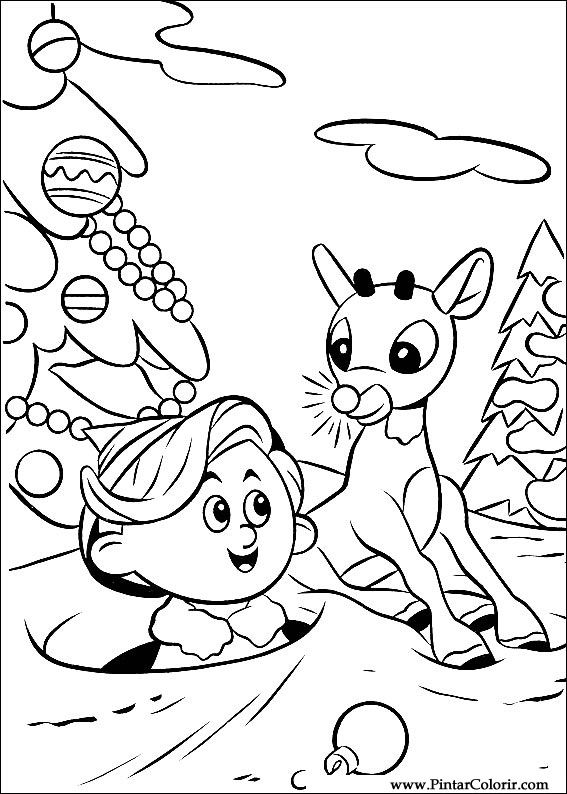 Pintar e Colorir Rudolph - Desenho 025