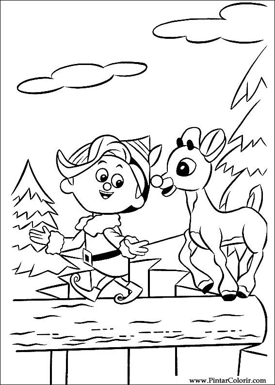Pintar e Colorir Rudolph - Desenho 026