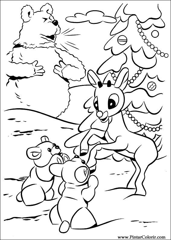 Pintar e Colorir Rudolph - Desenho 041