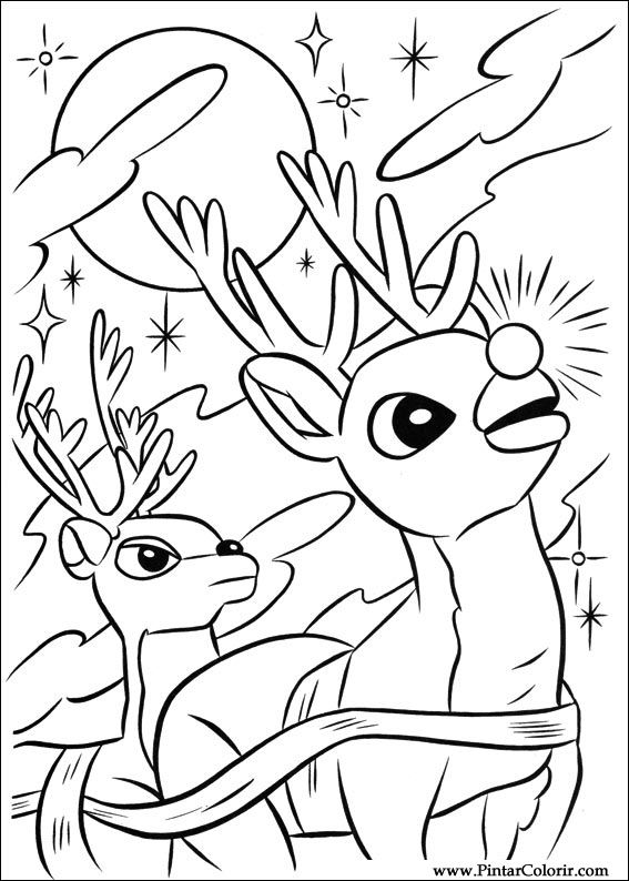 Pintar e Colorir Rudolph - Desenho 057