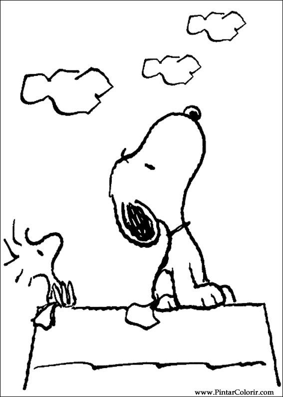 Desenho de Snoopy pintando um quadro para colorir - Tudodesenhos