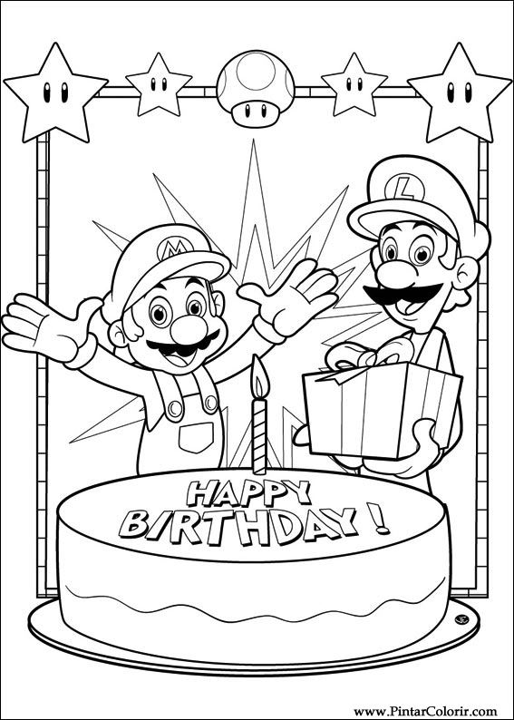 Pintar e Colorir Super Mario Bros - Desenho 004